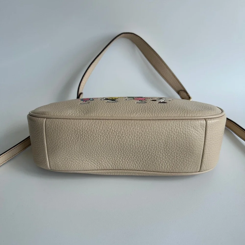 Coach x Peanuts Teri Ivory Leather Snoopy Friends Shoulder Bag CE861